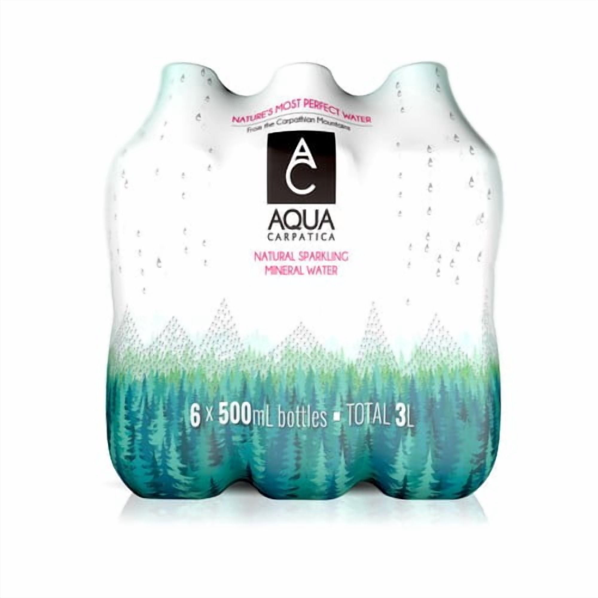 AQUA Carpatica Naturally Sparkling Natural Mineral Water Nitrates Free 6 x 500ml, British Import (Pack of 2)