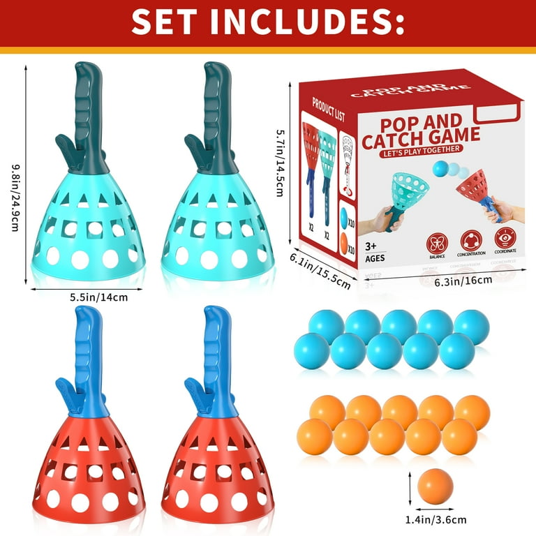 Lucky Doug Pop Catch Ball Game, 4 Launchers & 20 Balls photo 3