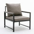 thumbnail image 4 of Modern PU Leather Accent Chair with Extra-Thick Padded Backrest and Seat Cushion,Armchairs Single Sofa with Durable Square Metal Frame,Gray, 4 of 8