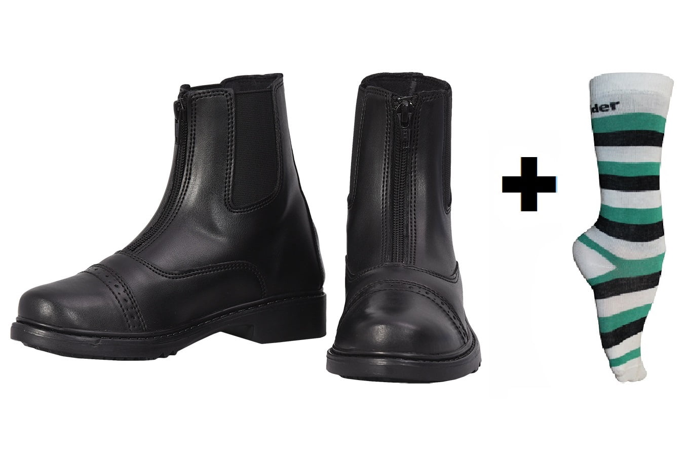 TuffRider Children's Starter Front Zip Paddock Boots with FREE 3 Pack