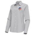 thumbnail image 2 of Women's Antigua Gray FC Cincinnati Porter Woven Tri-Blend Long Sleeve Button-Up Shirt, 2 of 3