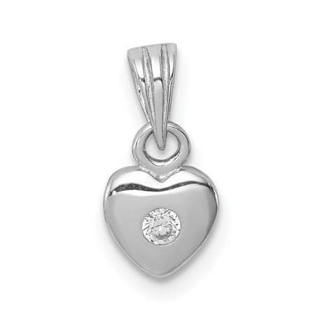 Sterling Silver Rhodium-plated w/CZ Heart Pendant