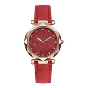 Enow-YL Glitter Quartz Wristwatch for Women Shiny Round Dial Girl Casual Wristwatch Luxury Jewelry Gift Red