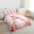 thumbnail image 4 of Homewish Letter A Monogrammed Queen Comforter Set,Romantic Flower Bedding Sets,Colorful Floral Bedding Comforter Set For Girls Kids,Microfiber Room Decorative Reversible,3 Pieces, 4 of 9