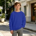 thumbnail image 2 of Girls Boys Sweater Long Sleeve Crew Neck Pullover Sweater Knit Pullover Sweatshirt Kids Long Sleeve Crew Neck Solid Casual Tops Fall Outfits(Blue,5-6 Years), 2 of 6