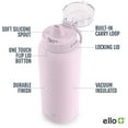thumbnail image 2 of Ello Cooper Vacuum Insulated Stainless Steel Water Bottle with Soft Straw and Carry Loop, Double Walled, Leak Proof, Cashmere Pink, 32oz, 2 of 7