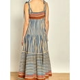 thumbnail image 2 of Women's Striped Tie Shoulder Tiered Maxi Dress with Smocked Bodice 80% polyester and 20% cotton fabric ideal for events, 2 of 6