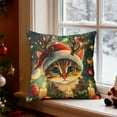 thumbnail image 5 of Horivan Festive Christmas Tree Cat Pillow Cover Linen Watercolor Holiday Decor for Sofa Bed Living Room Seasonal Home Accent Throw Pillow Case Cute Cat Themed, 5 of 6