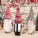 thumbnail image 3 of Kearding Cubierta de botella de vino de Navidad sin rostro manga de hombre viejo sombrero Universal ropa Gnomos Toppers hogar comedor Kits de decoración para fiestas Raya roja, 3 of 6