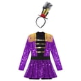 thumbnail image 3 of TiaoBug Kids Girls Circus Ringmaster Dress Sequin Tassel Leotard Skirt with Hats for Stage Party Purple 16, 3 of 7
