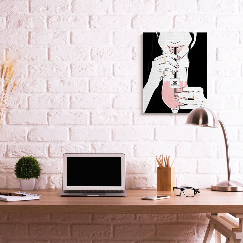 Stupell Industries Sipping on Style Girl Glam Fashion Brand Beverage Canvas Wall Art Design by Ziwei Li