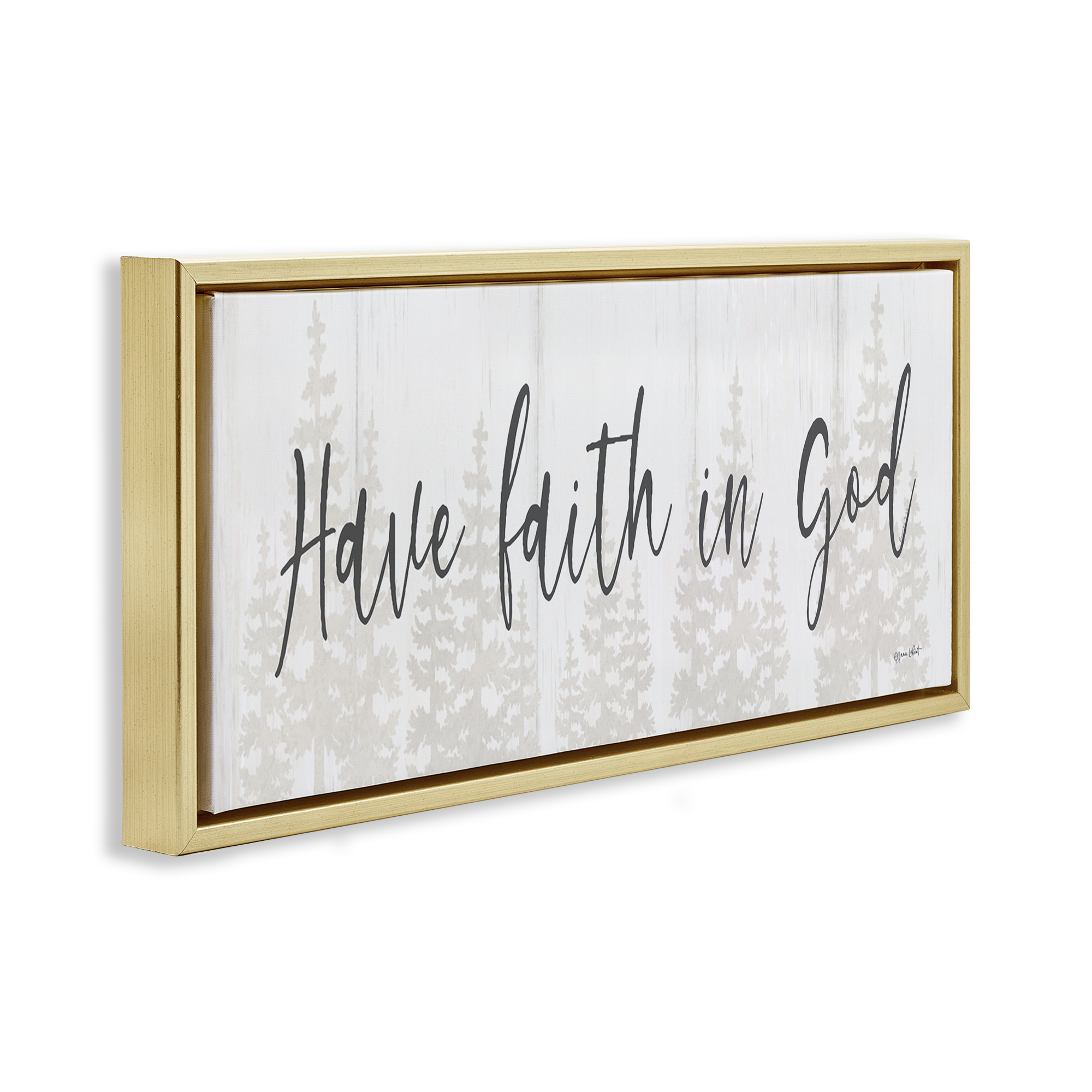 Stupell Industries Faith In God Phrase Religious Painting Gold Floater Framed Art Print Wall Art, 25 x 11