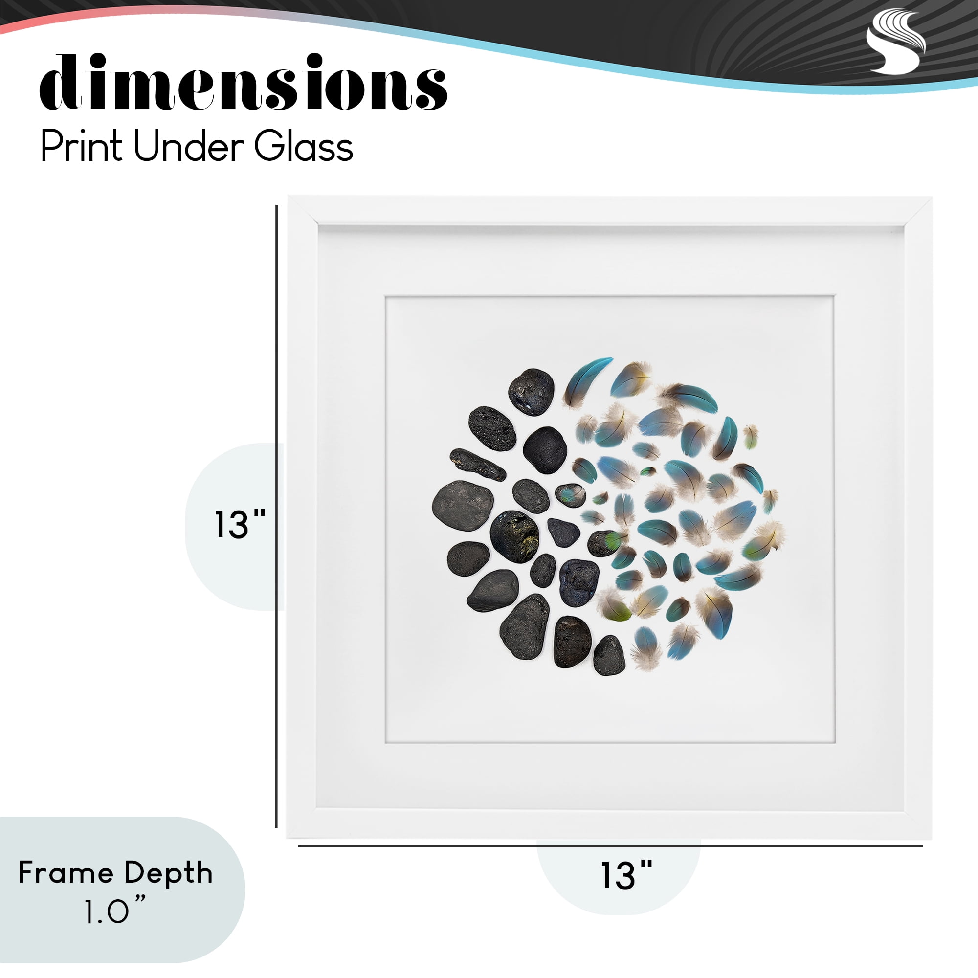 Stupell Industries Feathers & Rocks Collection White Framed Print Under Glass, design by Beth Adoette