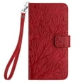 thumbnail image 3 of Feishell Slim Wallet Phone Case for Google Pixel 8,Embossed Pattern PU Leather Shockproof Magnetic Clasp Folio Flip Kickstand Card Holder Slots Phone Case with Wrist Strap,Red, 3 of 7