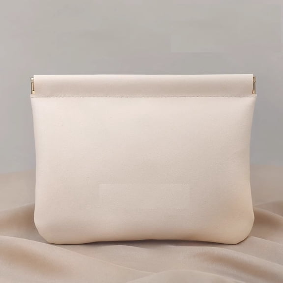 Personalized Leather Organizer Pouch with Snap Closure - Cosmetic Travel Kit Storage