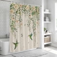 thumbnail image 5 of Watercolor Floral Shower Curtain Set - 72" x 78" Washable Bathtub Curtain with 12 Hooks, Spring Flowers Birds Plants Country Beige Waterproof Fabric Stall Shower Curtains for Bathroom/Bathtub Décor, 5 of 6