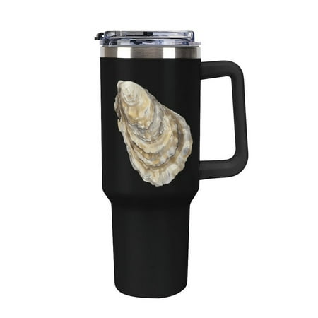

Watercolor Oyster Shell Tumbler with Handle and Straw 40 oz Stainless Steel Leakproof Travel Coffee Mug Car Cup Vacuum Water Bottle 40oz