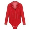thumbnail image 3 of Jhaoyu Justaucorps à Manches Longues pour Homme Latin Tango, Brillant avec Strass, Justaucorps de Danse, Col à Revers, Combinaison Rouge m, 3 of 6