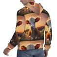 thumbnail image 6 of Kdxio Sunset Calf Flower Field Print Mens Casual Hooded Collar Drawstring Hoodies Pullover Sweatshirts Casual Long Sleeve Shirts-X-Large, 6 of 7