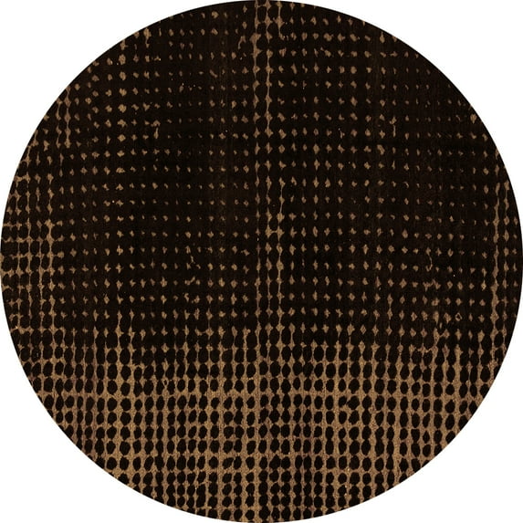 Ahgly Company Indoor Round Abstract Orange Modern Area Rugs, 5' Round