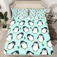 thumbnail image 2 of Feelyou Teens Kawaii Penguin Full Size Sheets, Cute Cartoon Animal Bed Sheets, Leaf Plant Botanical Sheet Sets, Lightweight Room Decor, 4pcs, 2 of 7