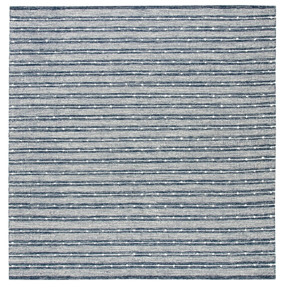 SAFAVIEH Striped Kilim Francine Striped Area Rug, Navy/Blue, 5' x 5' Square