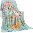 thumbnail image 2 of Cartoon Dinosaur Throw Blanket, Cute Dino Enjoying Pizza in Forest Blankets for Bedroom Living Room Couch Decor, Fuzzy Cozy Soft Lightweight Throws, Birthday Gifts for Kids Boys Girls, 50x60 in, 2 of 6