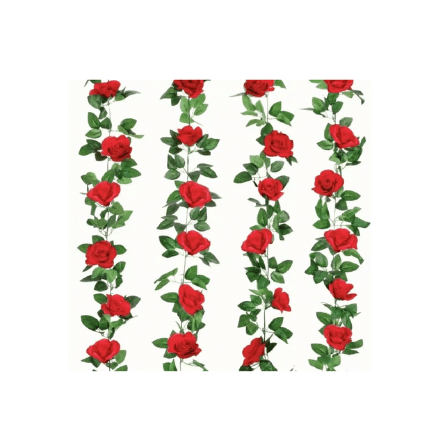 Guía Enredadera Con Rosas Artificial Decoración Flores Rojo