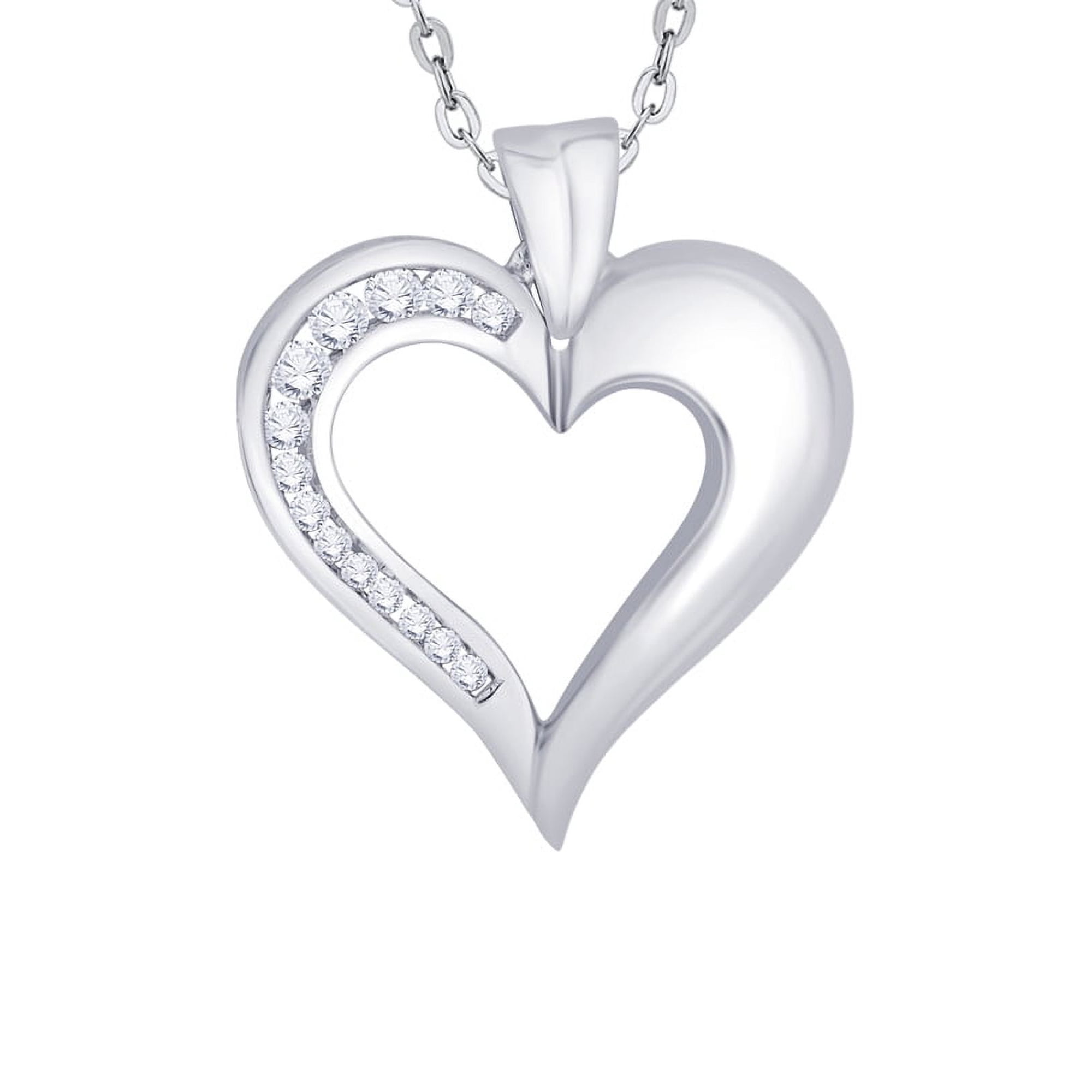 KATARINA Diamond Heart Pendant Necklace in 10K White Gold (1/4 cttw, G-H, I2-I3)