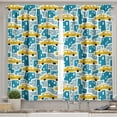 thumbnail image 2 of Ambesonne Urban Valance & Curtain, Autos Cartoon Traffic City, 55"x30", Pale Coffee and Azure Blue, 2 of 7