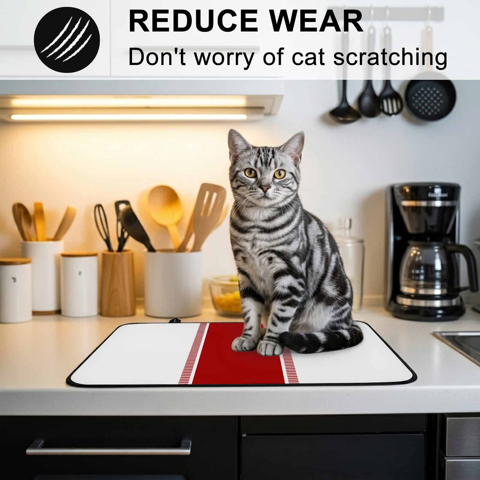 Red Solid Color Texture Stove Top Cover for Electric Stove, Heat-proof & Non Slip Glass Top Stove Cover Protector, Simple Red Stripes Kitchen Flat Cooktop Rubber Mat 36x21 Inches