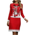 thumbnail image 2 of Njagoc3 Womens Long Sleeve Christmas Graphic Sweater Dress, Festive Casual & Party Wear, Knee - Length, Knit Fabric, for Xmas Events, 2 of 5