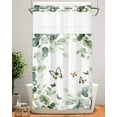 thumbnail image 2 of Anzona No Hook Shower Curtains, Green Eucalyptus Leaves Small Shower Curtains with Snap in Liner, Summer Botanical Butterflies Waterproof Washable Fabric Bathroom Shower Curtain Sets, 36" x 72", 2 of 4