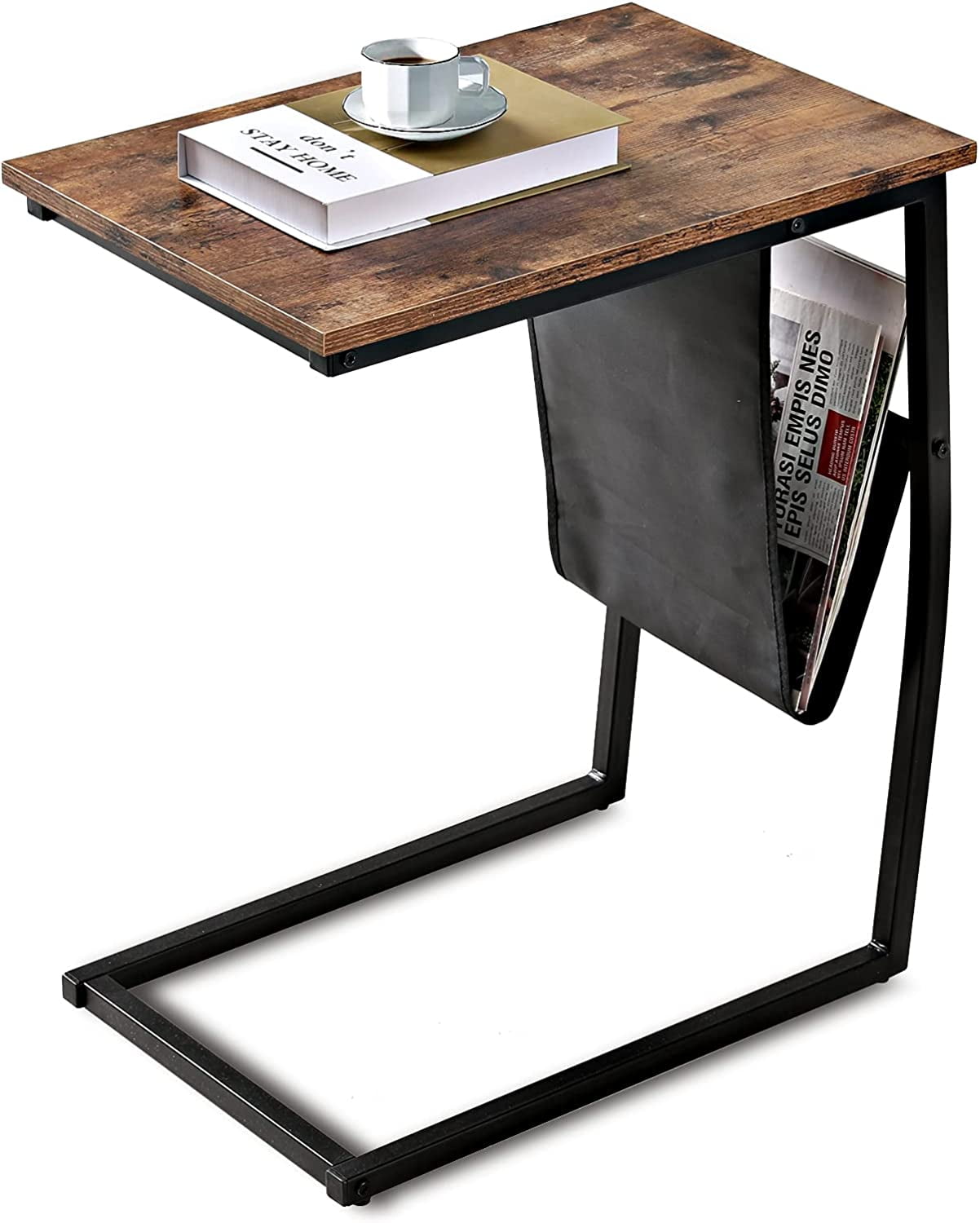 Buy Snack Side Table with Storage C Shaped End Table for Sofa Couch