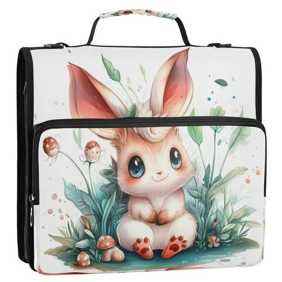 Circular Folder Package 13.6*3.5*12.4 Inches ,Binder Bag，Binder Organizer，Zipper Binder，3 Ring Binder ,Suitable for Work Lovely Cartoon Mushroom