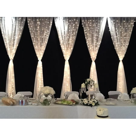 Curtain Icicle Lights Ktaxon 300 LED Curtain Lights 9.8ft x 9.8ft - String Icicle Fairy Lights 8 Modes- Perfect for Holiday/Christmas Decor, Weddings, Garden, Canopy ,Curtains,Warm White ()