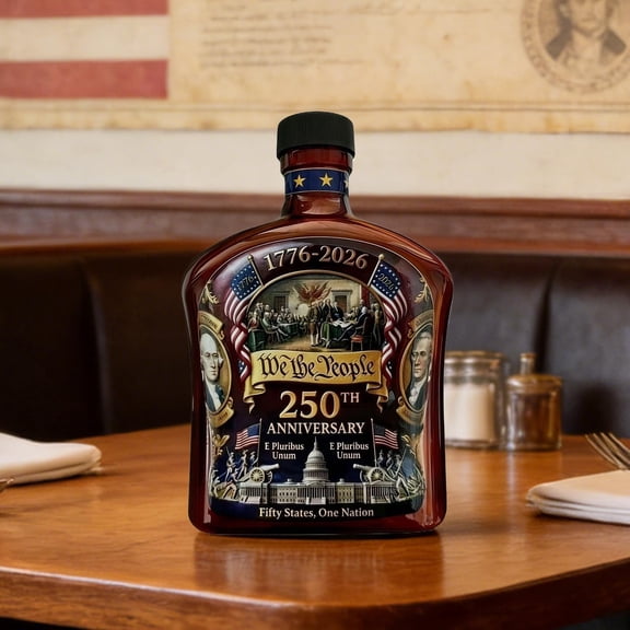 U.S. 250th Anniversary Commemorative Whiskey Bottle, Patriotic Decanter for Bourbon Scotch Wine, Father’s Day Gift