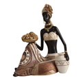 thumbnail image 4 of Estatua africana, adorno estético decorativo, estatua de resina, figura de mujer tribal para sala de estar, oficina, hotel, estantería, dormitorio. Sentado A, 4 of 8