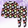 thumbnail image 2 of Toddler Girl 2T 3T 4T 5T Fall Winter Outfits 2Pcs Clothes Floral Graphic Print Long Sleeve Crewneck Sweatshirt Casual Joggers Pants Set, 2 of 5