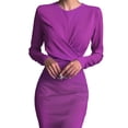 thumbnail image 3 of Women'S Long Sleeves Retro Style Fitted Waist Slimming Bodycon Dress S, 3 of 5