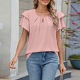 thumbnail image 1 of Round-neck, fly-sleeved chiffon T-shirt, 1 of 10