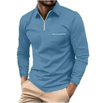 Men's Polo Shirts Long Sleeve Zipper Golf Shirt Lightweight Solid Collared Tshirt Causal Pullover Tops Henley Tee