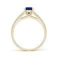 thumbnail image 2 of ANGARA Natural Solitaire Oval Sapphire Ring with Pave Diamond Accents in 14K Yellow Gold for Women (Size-7x5mm) | September Birthstone, Anniversary, Jewelry Gift for Women | Natural Sapphire Ring, 2 of 7