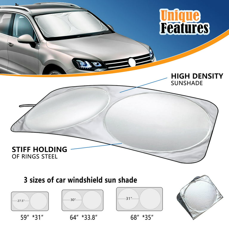 Car Sun Shade Premium Windshield Protector Sun Shade Car Window and  Dashboard Anti Slip Pad; and SUV Friendly (68 x 35.4 Inches), WS102X 