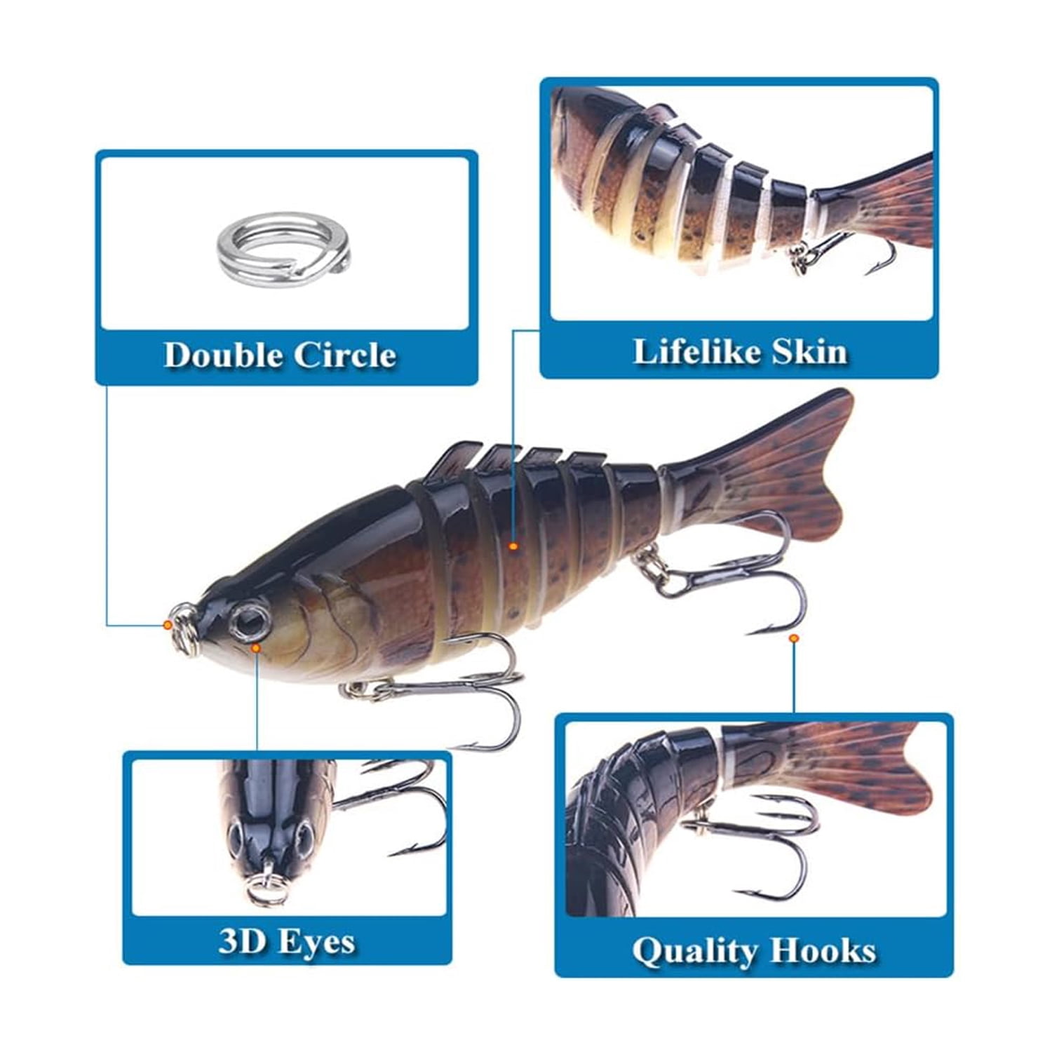 Robotic Fishing Lures for Freshwater & Saltwater, 2025 New Swimming Bait for Freshwater Saltwatern, Lifelike Fishing Lures for Bass Trout Crappie Walleye Pike Bluegill Salmon 5PCS