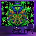 thumbnail image 4 of Blacklight Weed Tapestry for Bedroom, UV Reactive Black Light Cool Alien Posters for Adults, Glow in the Dark Trippy Tapestry for Men Men Room Bedroom Gaming Decor 60X40IN, 4 of 5