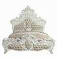 thumbnail image 3 of Kin King Size Bed, Ornate Vintage White, Tufted Beige Faux Leather, 3 of 7