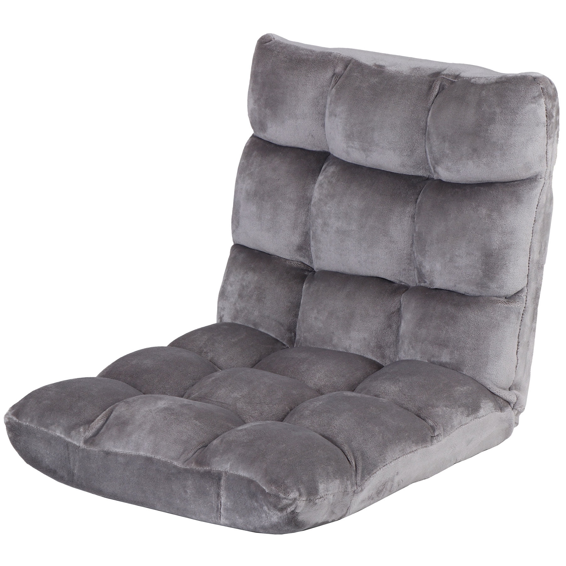 HomGarden 14-Position Adjustable Floor Chair Padded Folding Gaming Sofa Chair Grey 18.5”W x 19.3”D x 18”H