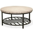 thumbnail image 1 of Bowery Hill Contemporary Round Stone Top Coffee Table in Alabaster Travertine, 1 of 11