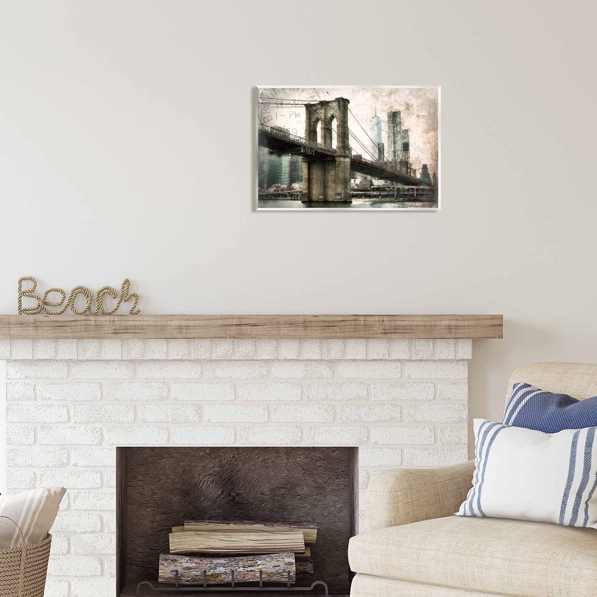Stupell Industries Vintage Brooklyn Bridge Abstract Painting Unframed Art Print Wall Art, 19 x 13